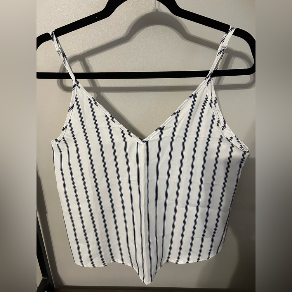 SHEIN White and Navy Striped Cami Top